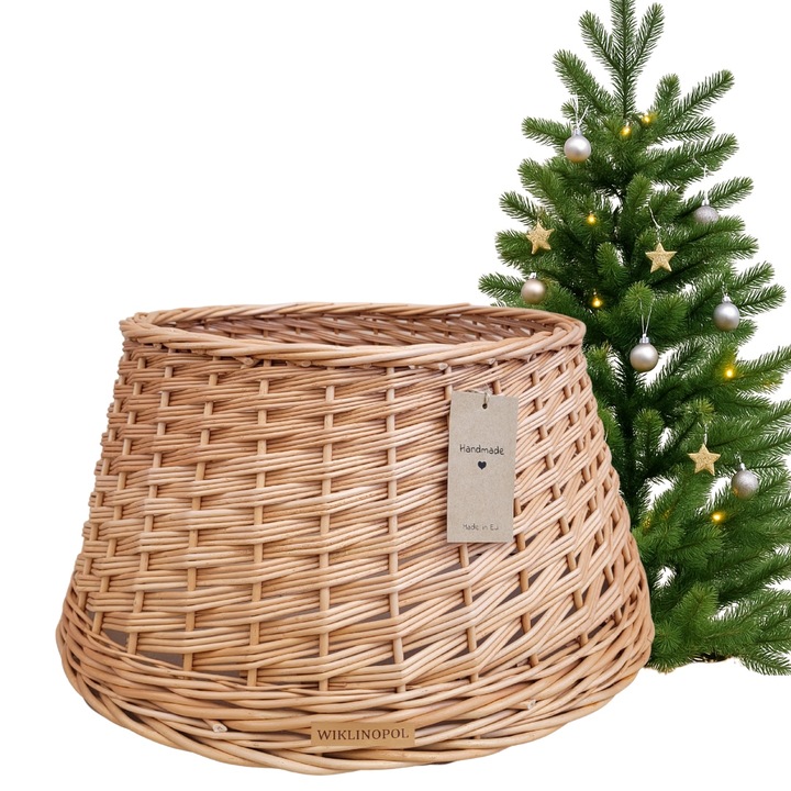 Osłona / kosz / osłonka wiklinowa na stojak pod choinkę NATURALNA Ø 60 cm