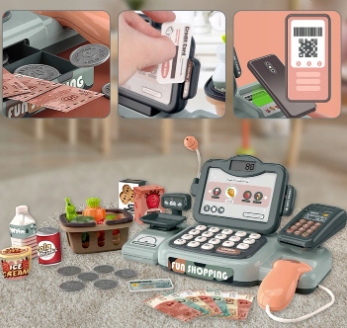 KASA SKLEPOWA DLA DZIECI DUŻY ZESTAW INTERAKTYWNA WYŚWIETLACZ LCD DŹWIĘK