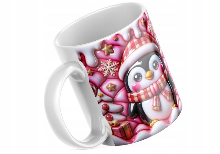 Świąteczny Kubek 3D Pingwin - Na Prezent - Bestseller - NOWOŚĆ - HIT