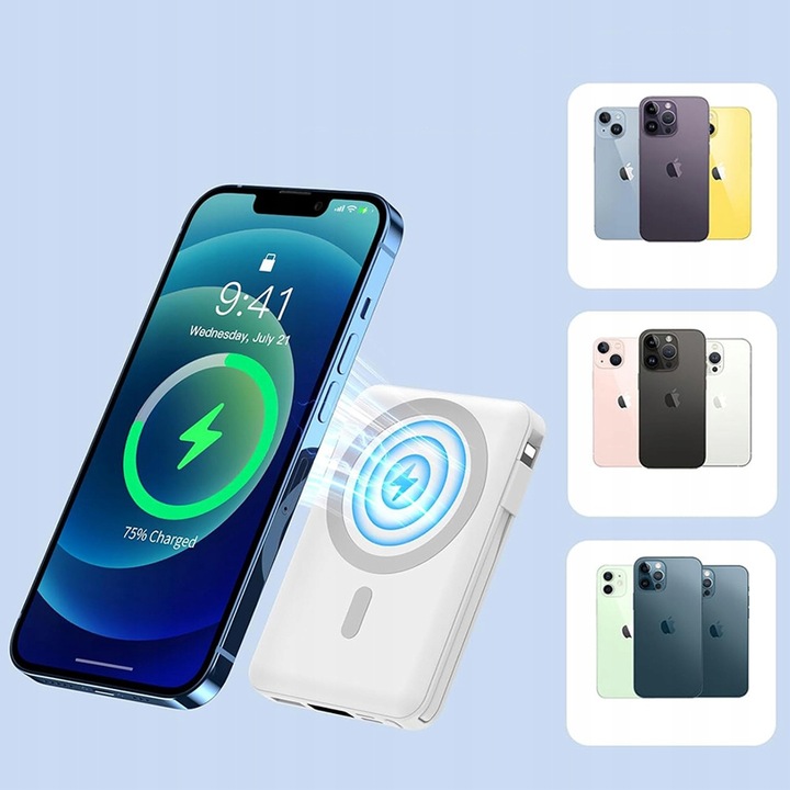 10000MAH MAGNETYCZNA MAGSAFE POWER BANK USB-C SZYBKIE ŁADOWANIE DLA IPHONE