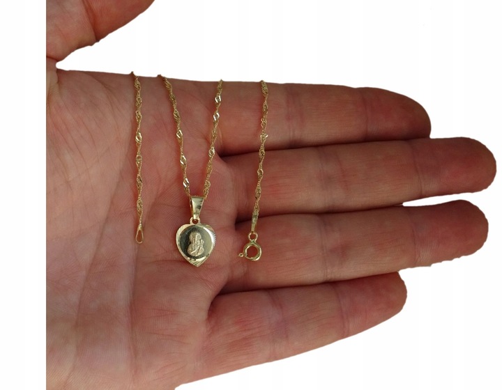 ŁAŃCUSZEK ZŁOTY 925 MEDALIK KOMUNIA CHRZEST GRAWER