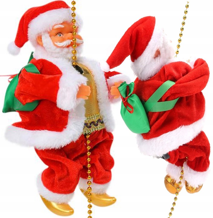 MIKOŁAJ PNĄCY SIĘ NA LINIE 100cm WSPINAJĄCY SIĘ MIKOŁAJ MELODIE ŚWIATEŁKA