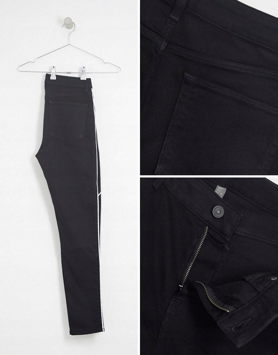 JEANSY DOPASOWANE CZARNE LAMPASY W26 L30 A05