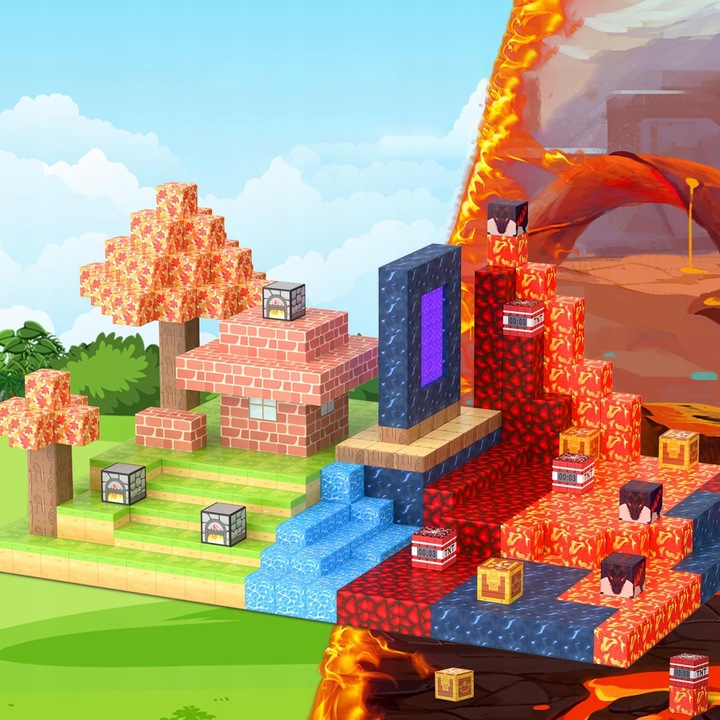 KLOCKI MAGNETYCZNE MINECRAFT BLOKI KLOCKI PIXELE SZEŚCIANY 100 KLOCKÓW