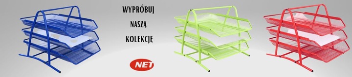 Organizer z szufladami półka na dokumenty metal 3 poziomowa Net czerwona