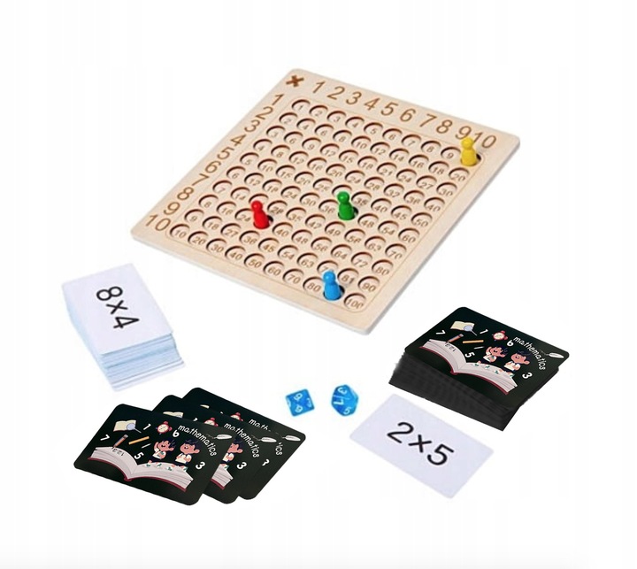 DREWNIANA TABLICZKA MNOŻENIA UKŁADANKA MONTESSORI LICZYDŁO