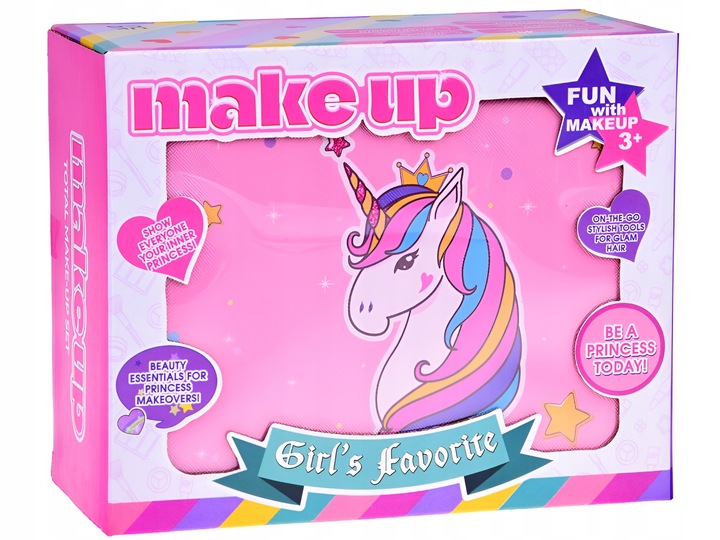 KUFEREK JEDNOROŻEC Z KOSMETYKAMI DLA DZIEWCZYNKI PAZNOKCIE MAKIJAŻ MAKE UP