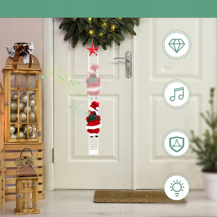 Elektryczna Drabina Wspinaczkowa Święty Mikołaj Świąteczna Figurka Muzyczna