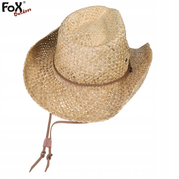 KAPELUSZ KOWBOJSKI SŁOMIANY SŁOMKOWY ze Sznurkiem MFH FOX OUTDOOR BROWN