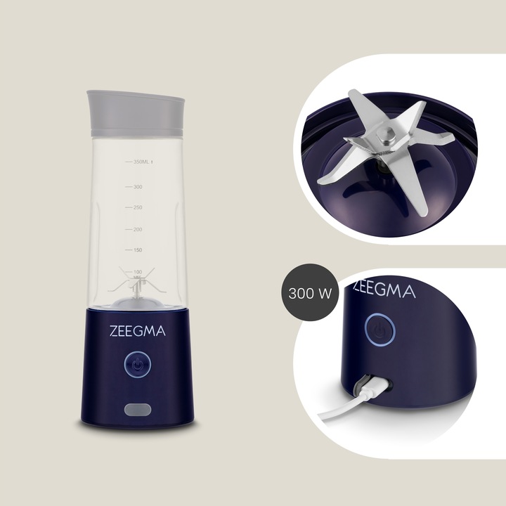 BLENDER BEZPRZEWODOWY KIELICHOWY 450ml 300W GRANATOWY zabierz ze sobą!