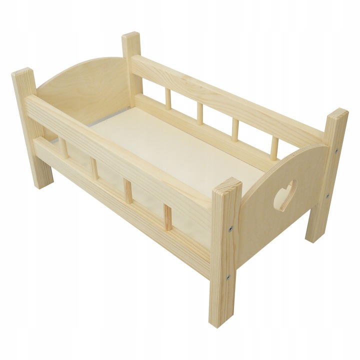 ŁÓŻECZKO DREWNIANE DLA LALEK + GRAWER SERCE !!!