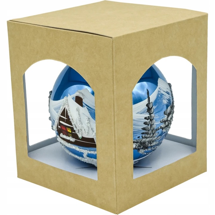 Bombka choinkowa ręcznie malowana - Zimowa Kraina: niebieska