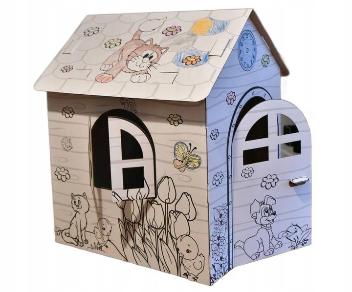 DOMEK DLA DZIECI DUŻY DO MALOWANIA KOLOROWANKA KARTONOWY XXL Z TEKTURY