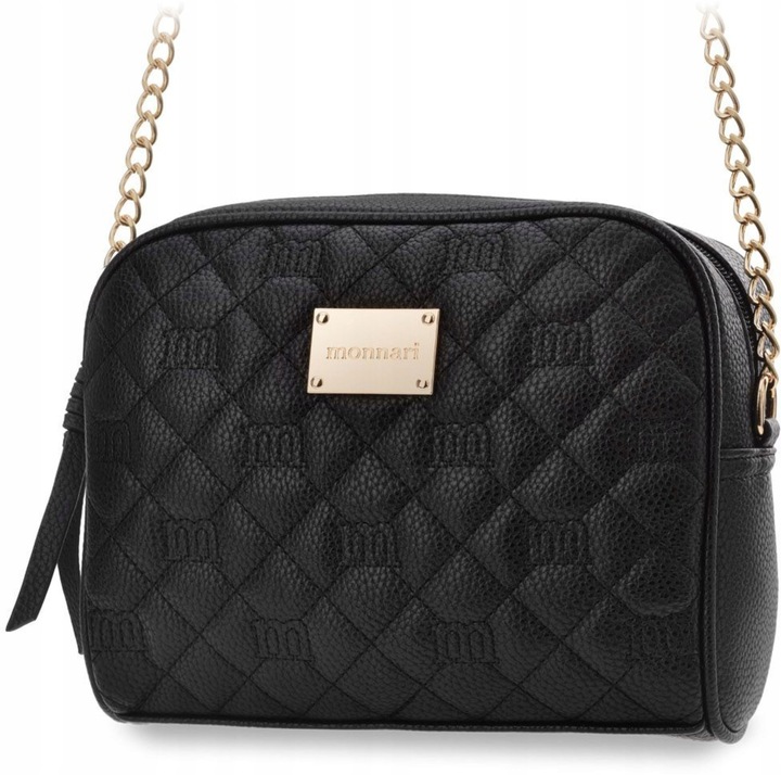 Pikowana Torebka Na Ramię Listonoszka Monnari Z Łańcuszkiem Logo Czarna