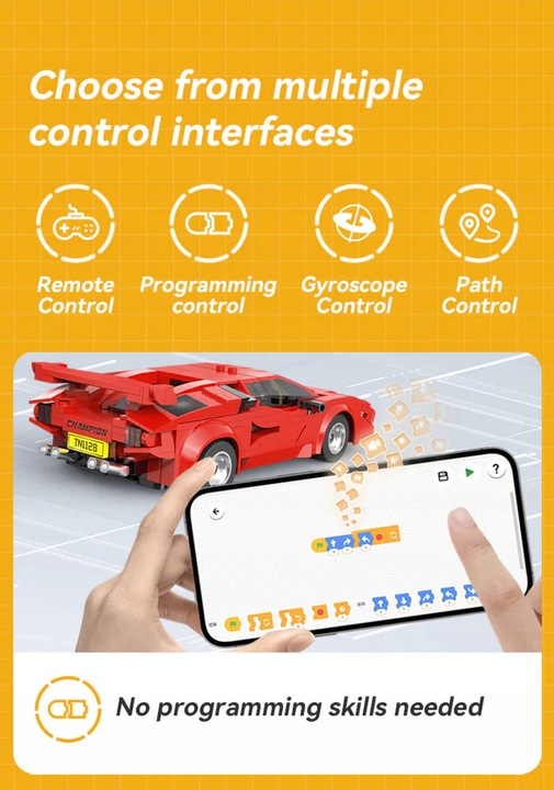 KLOCKI CADA AUTO SPORTOWE STEROWANE RC 1:20 RED SHADOW 328 EL. DUAL MODE