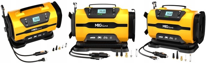 Kompresor samochodowy MBG Pro 12 V 230 V sprężarka pompka latarka 35 l/min