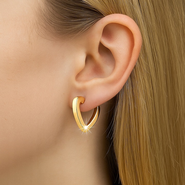 Złote Kolczyki 925/585 Serca Trójkąty Geometryczne Paski Angielskie