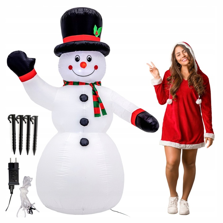 BAŁWAN nadmuchiwany ŚWIECĄCY DUŻY pompowany LED 180cm dmuchaniec