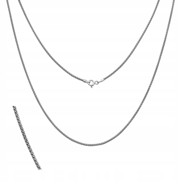 Łańcuszek Srebrny 925 Splot Popcorn Coreana Rodowany | 60 cm x 1.2 mm