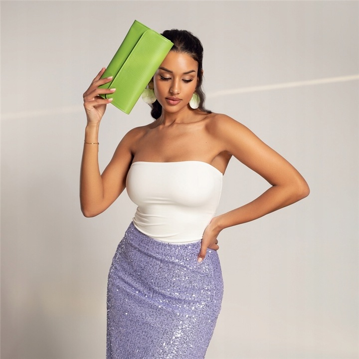 Kopertówka Damska Skóra Naturalna Elegancka Wyjściowa Pojemna Czarna E68