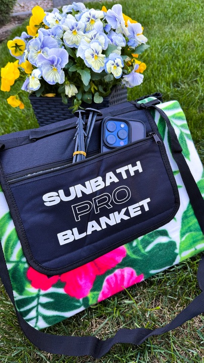 KOC piknikowy SUN PRO 200x200cm IZOLACJA PLAŻOWY z uchwytem PASEK ŚLEDZIE