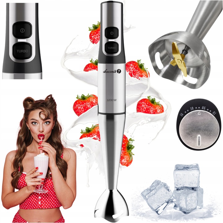 BLENDER RĘCZNY WIELOFUNKCYJNY MIKSER KUCHENNY ROZDRABNIACZ 1200W ŁUCZNIK