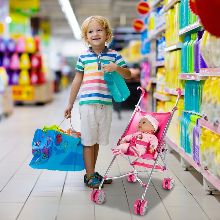 WÓZEK DLA LALEK SPACERÓWKA PARASOLKA JEDNOROŻEC LEKKI SKŁADANY SPACEROWY