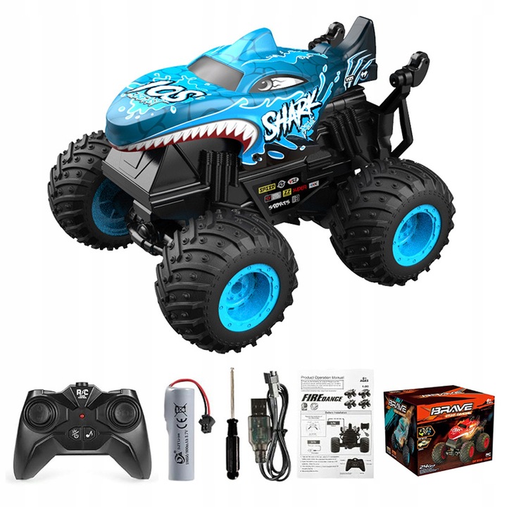 SAMOCHÓD ZDALNIE STEROWANY CRAWLER MONSTER TRUCK REKIN RC 4X4 360° LED