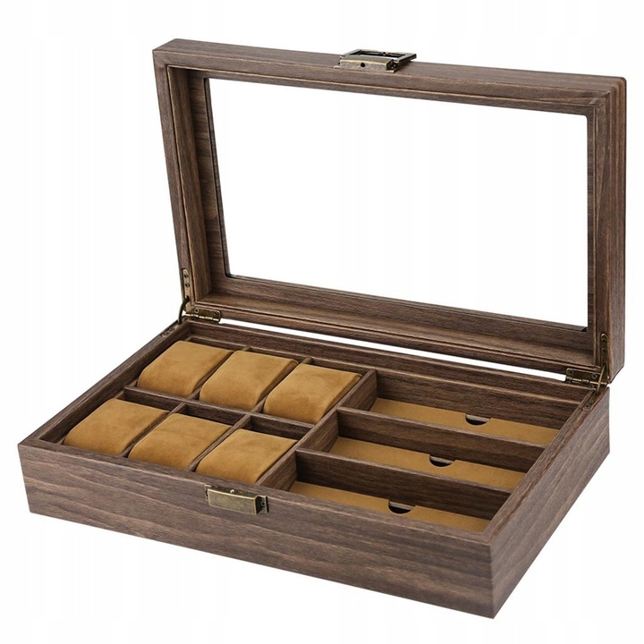 Pudełko na zegarek w stylu vintage Drewniane pudełko z organizerem ze