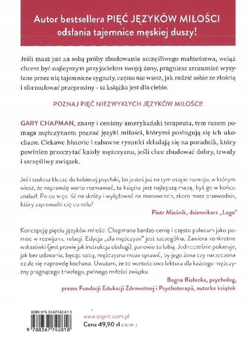 5 języków miłości dla mężczyzn Gary Chapman
