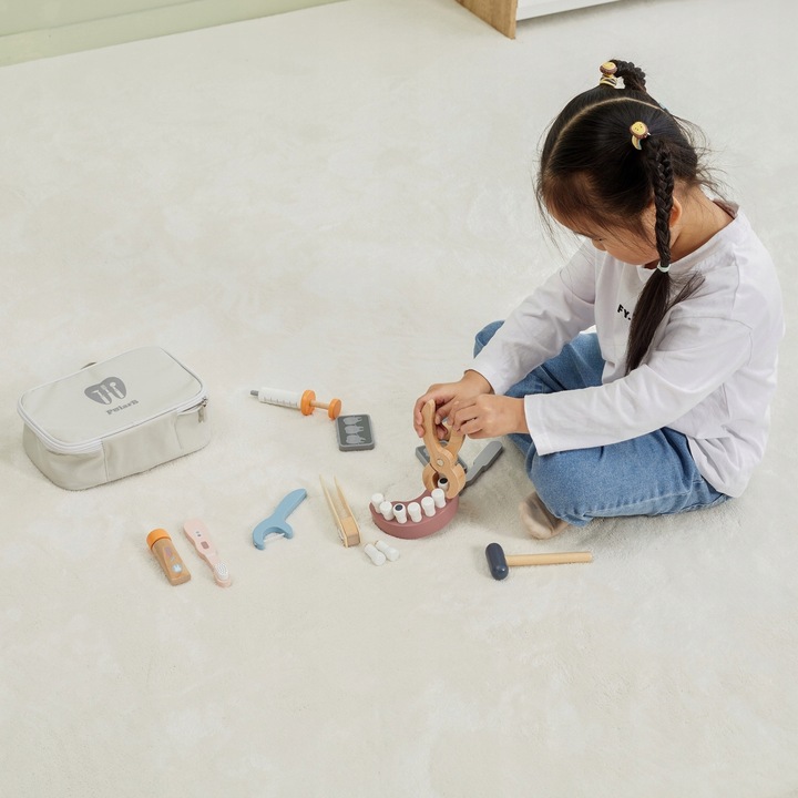 DREWNIANY ZESTAW DENTYSTY TORBA MAŁY DENTYSTA STOMATOLOG LEKARZ VIGA POLARB