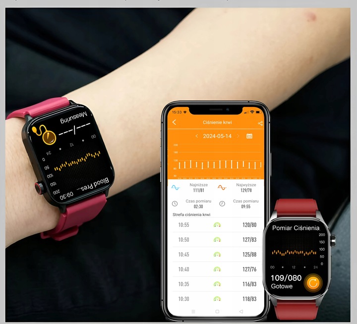 Zegarek Damski Smartwatch 380MAH ROZMOWY AMOLED Z Pomiar Cukru Ciśnienie