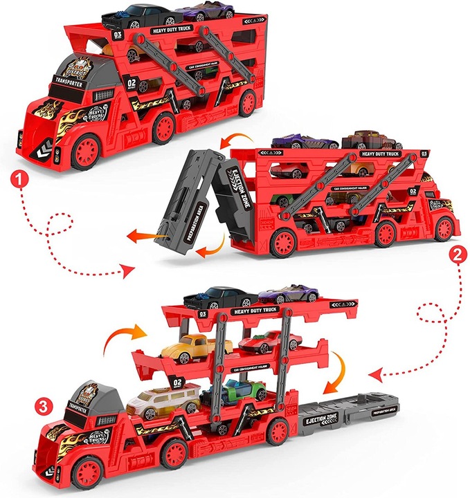 TIR laweta + 6 autka resoraki wyrzutnia cięzarówka Ciężarówka do przewozu s