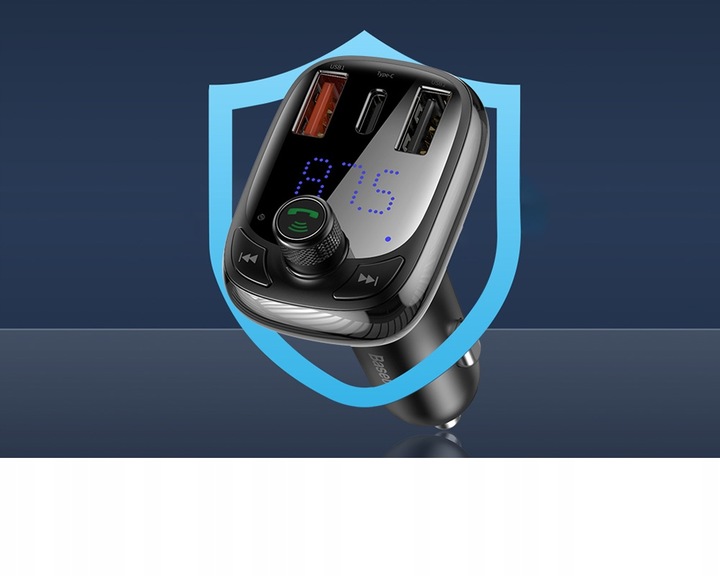 BASEUS TRANSMITER FM BLUETOOTH SZYBKA ŁADOWARKA 3x USB USB-C 36W PD QC 3.0