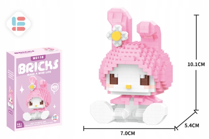 Klocki Hello Kitty Sanrio Figurka My Melody Box Pudełko 406 elementów