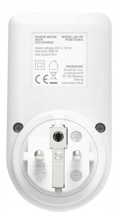 Watomierz Licznik Poboru Kosztu Energii Zużycia Prądu Mocy do Gniazdka kWh