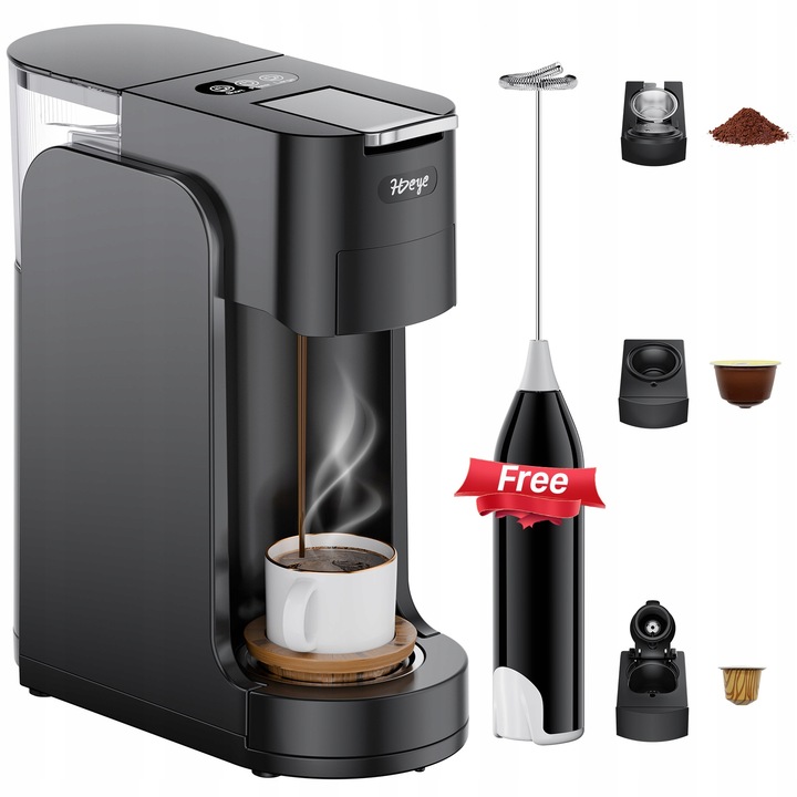 Ekspres kapsułkowy, ekspres wielokapsułkowy 3 w 1+ spieniacz do mleka