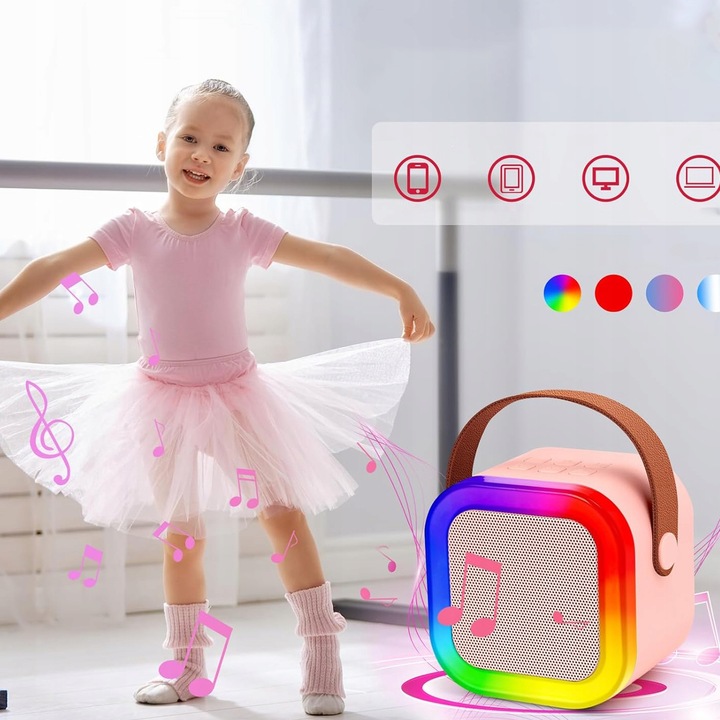 MASZYNA KARAOKE DŹWIĘK STEREO GŁOŚNIK BLUETOOTH 3 TRYBY LED 2 MIKROFONY