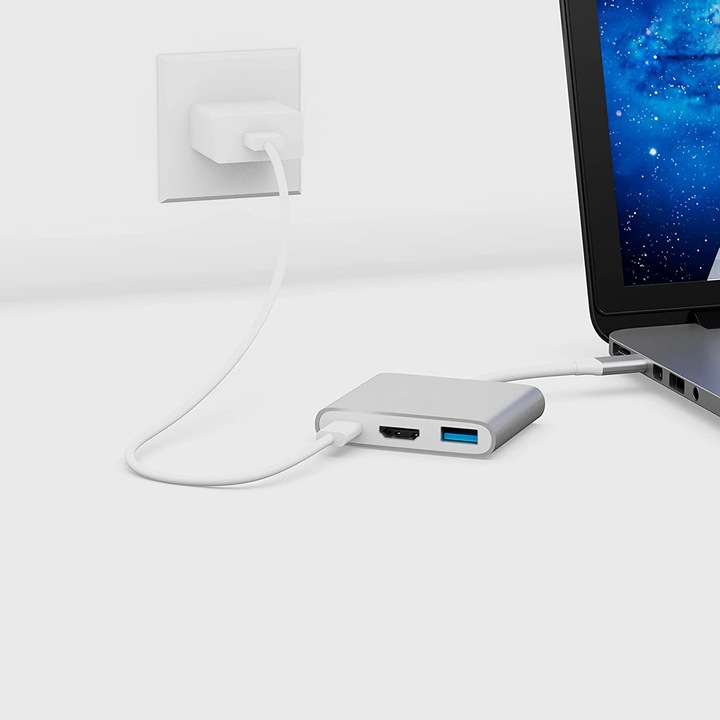 Przejściówka Adapter TYP C 3w1 HUB USB-C HDMI 4K