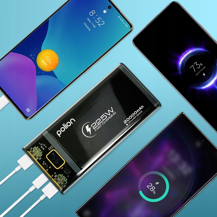 Powerbank POLION Szybkie Ładowanie 22.5W 20000mAh USB-C USB-A PD3.0 QC3.0