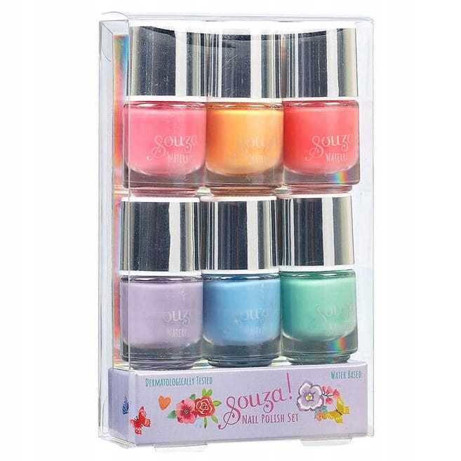 SOUZA Lakiery lakier do paznokci peel-off dla dzieci zestaw 6 el.