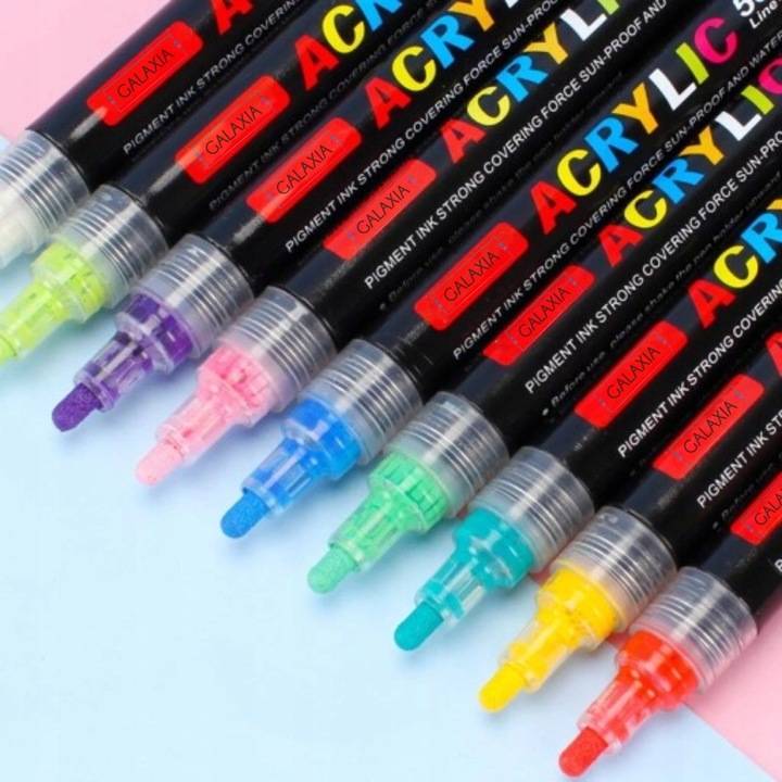 MARKERY AKRYLOWE ZESTAW 12 SZT Pisaki Flamastry Mazaki WODOODPORNE Z FARBĄ