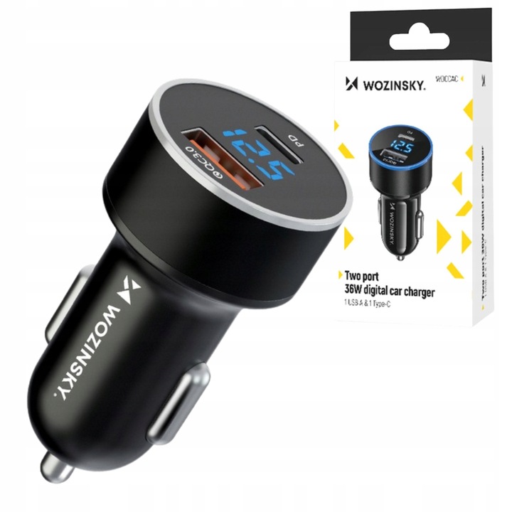 WOZINSKY ŁADOWARKA SAMOCHODOWA USB-A USB-C DWA PORTY UNIWERSALNA MOCNA 36W