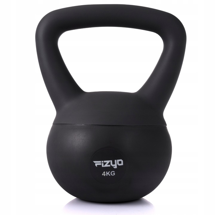Hantla do Ćwiczeń FIZYO Ciężarek Odważnik Kula Kettlebell Miękki Czarny 4kg
