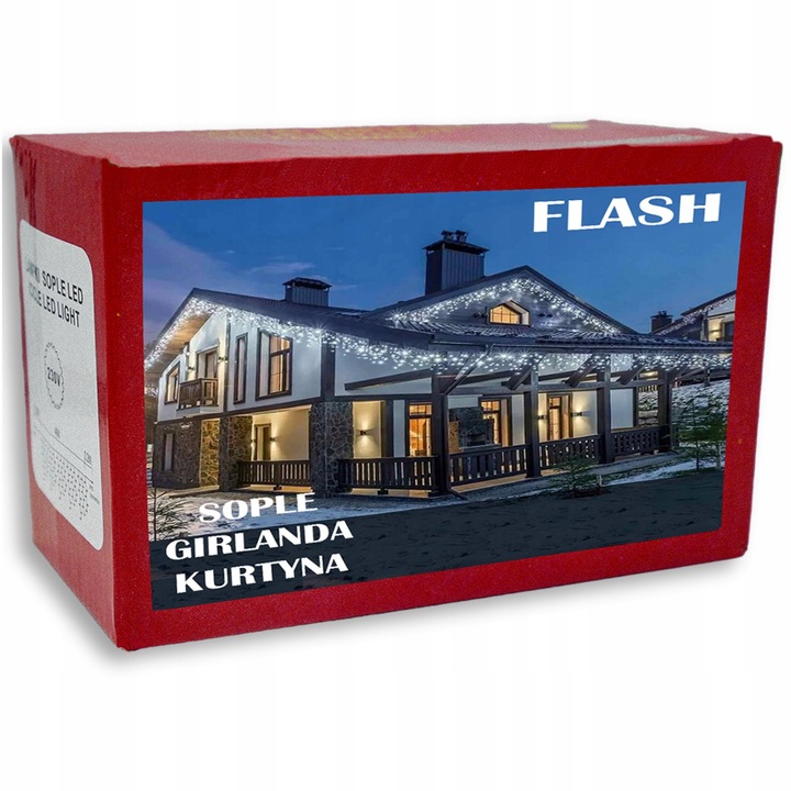 LAMPKI ZEWNĘTRZNE ŚWIĄTECZNE SOPLE 100 LED Z EFEKTEM FLASH FLESZ ŚWIATEŁKA
