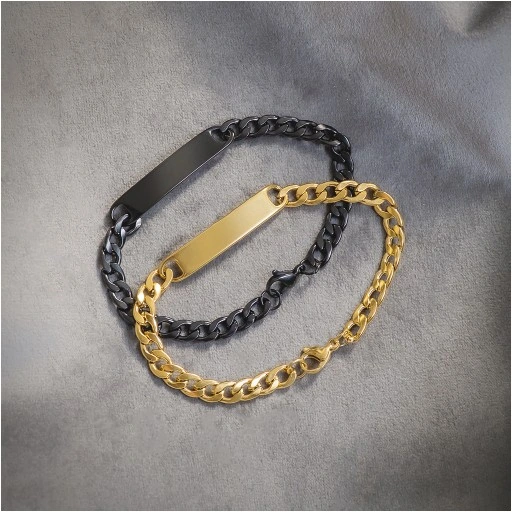 Bransoletki dla par z grawerem pancerka ze stali