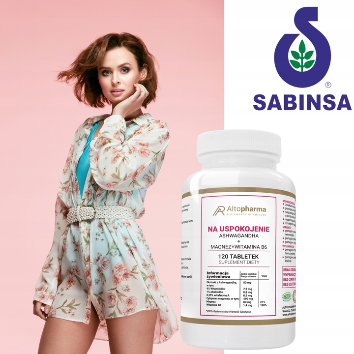 ASHWAGANDA + MAGNEZ + WIT B6 STRES ZMĘCZENIE 120t