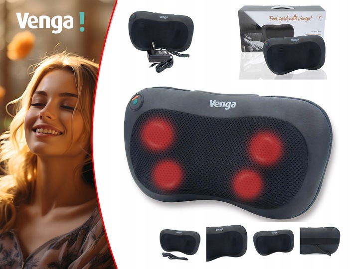 Poduszka masująca Masażer SHIATSU WĘZŁY MASUJĄCE PODCZERWIEŃ 2 TRYBY VENGA