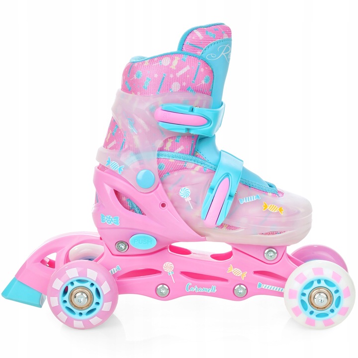 Rolki Wrotki 3w1 Regulowane RAVEN Caramell 34-37 Kółko LED