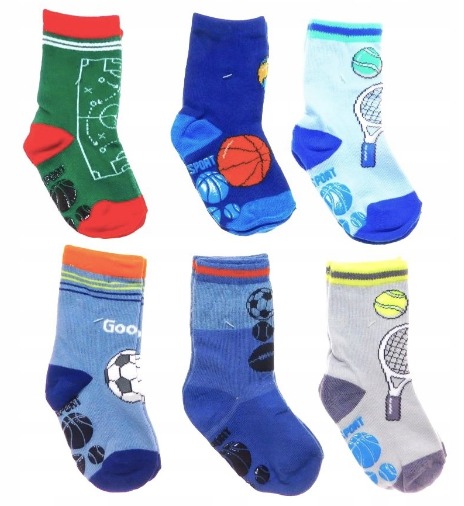 6 - PAK Skarpetki ANTYPOŚLIZGOWE ABS 6 PAR skarpety chłopięce 23 - 26